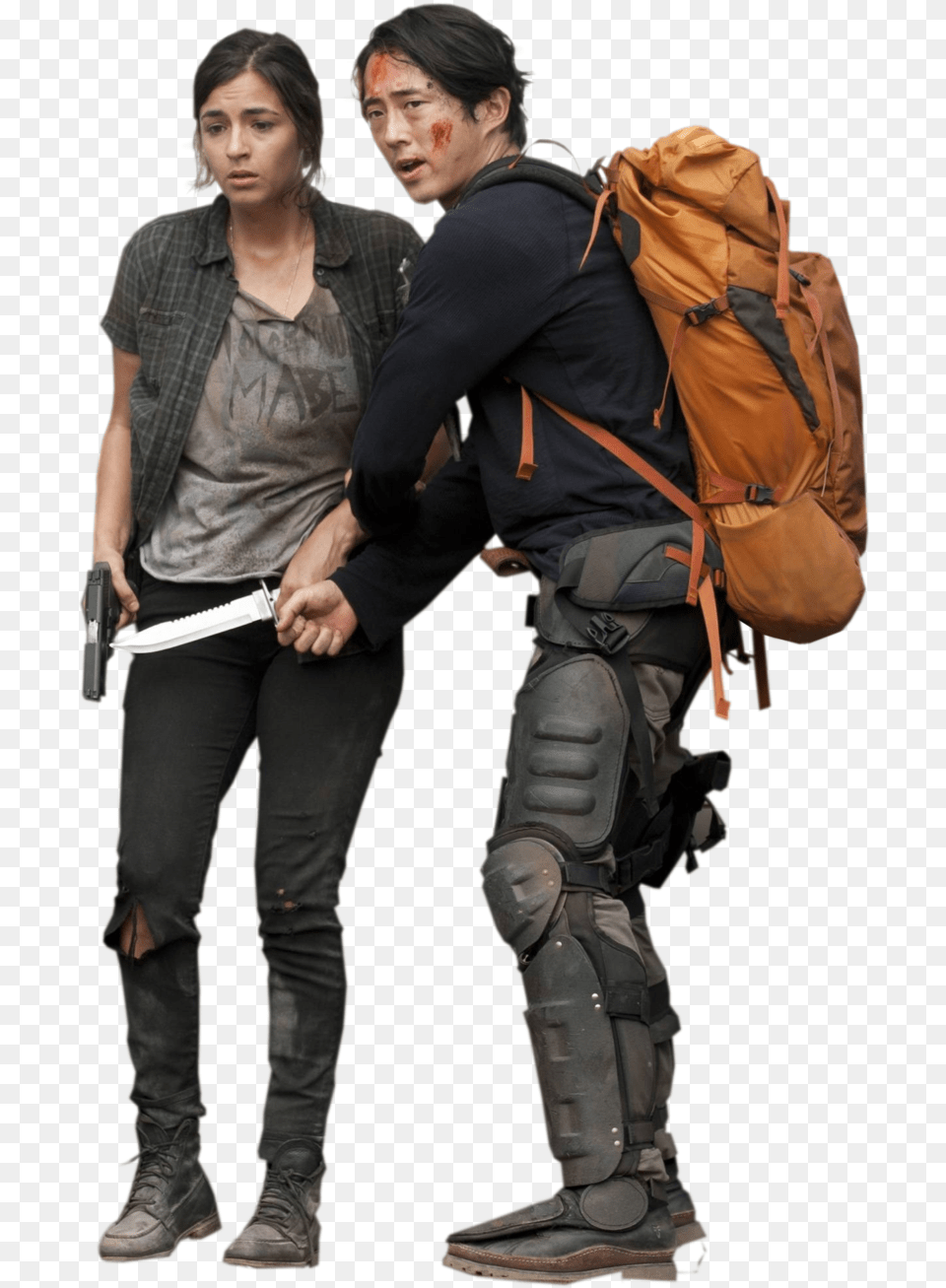 Walking Dead Tara And Glenn, Bag, Adult, Person, Man Png Image