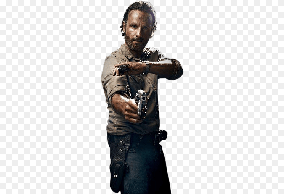 Walking Dead Walking Dead Rick Grimes, Weapon, Portrait, Photography, Person Free Png Download