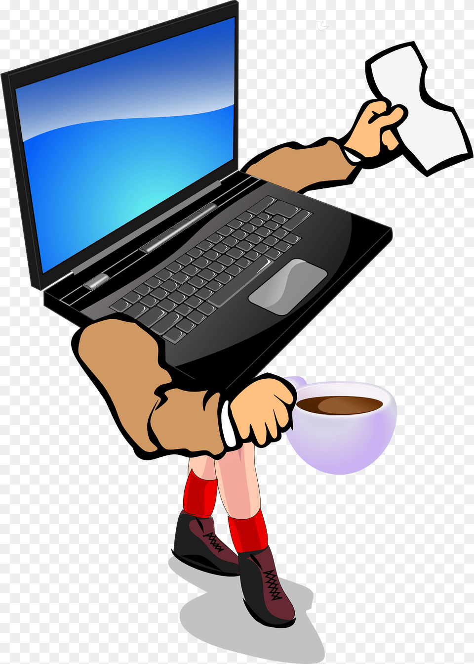 Walking Laptop Clipart, Electronics, Pc, Computer, Beverage Png Image