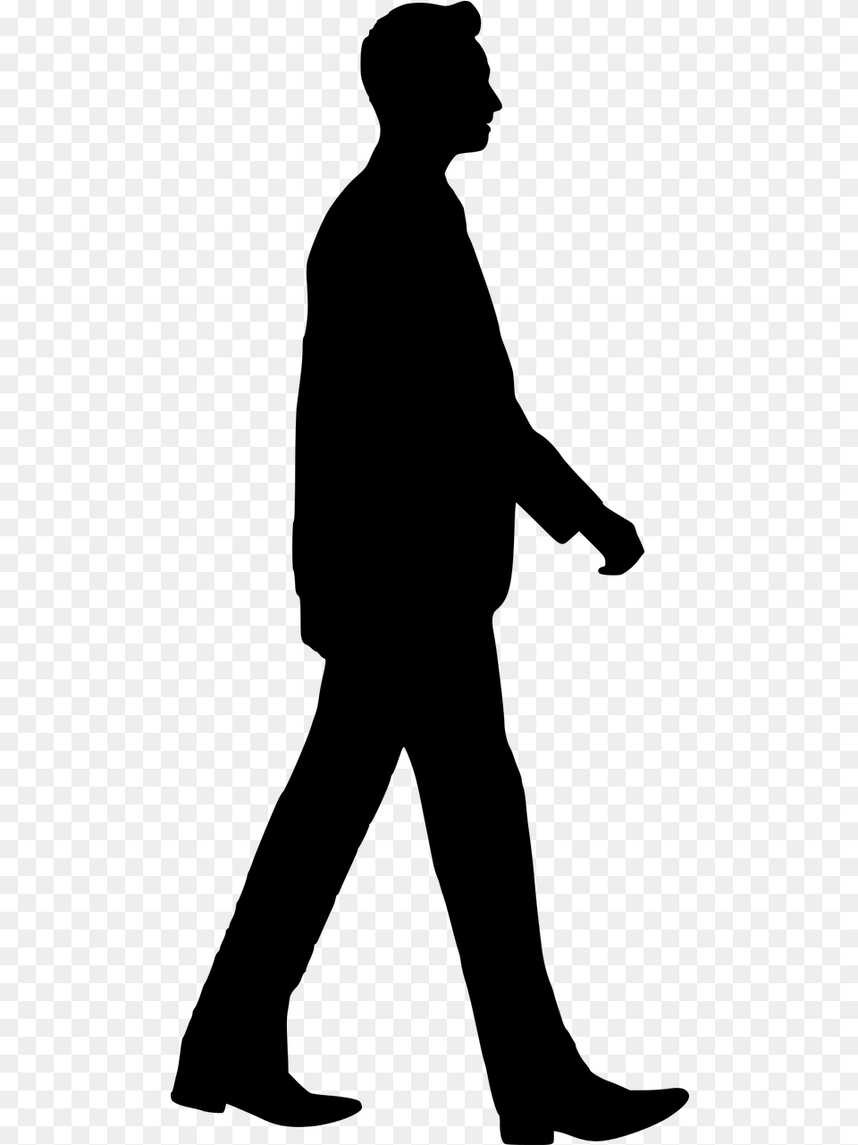 Walking Man Silhouette, Gray Free Png