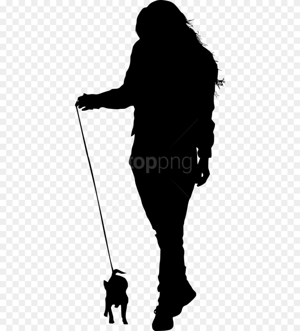 Walking Silhouette Person Silhouette Dog, Adult, Female, Woman Free Png
