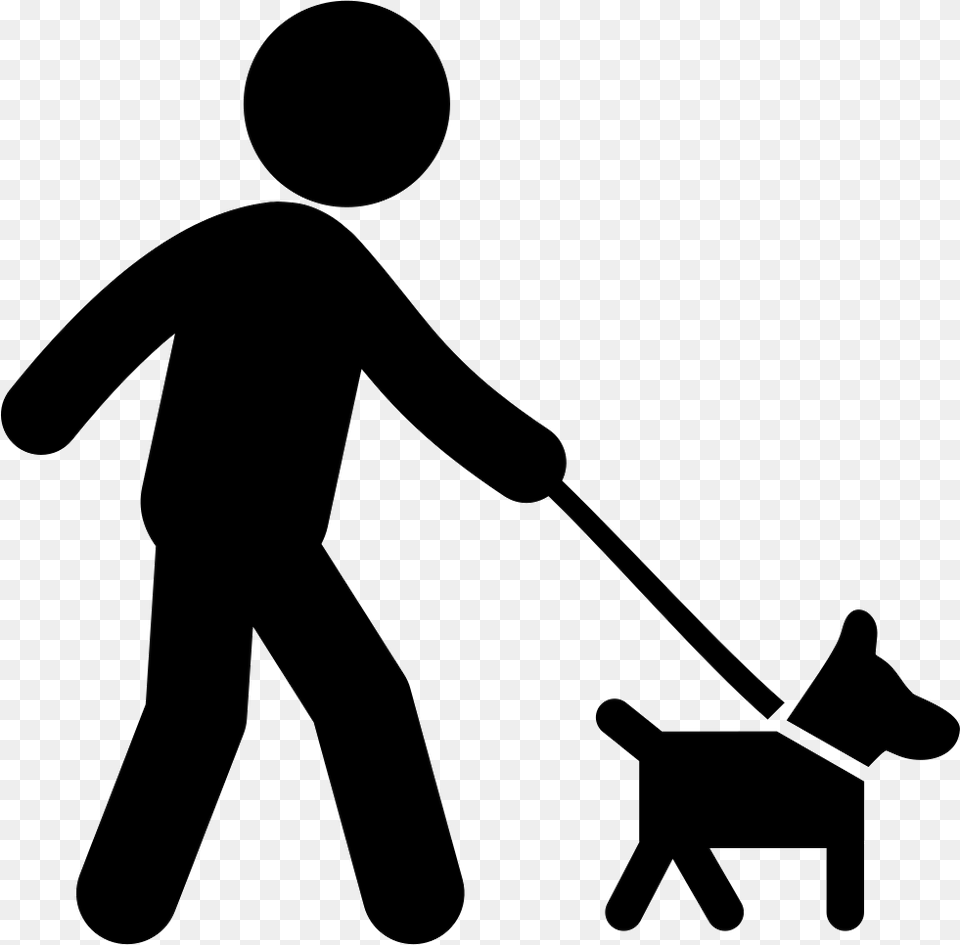 Walking With Dog Svg Icon Free Download Stick Walking The Dog Icon, Person, Silhouette Png