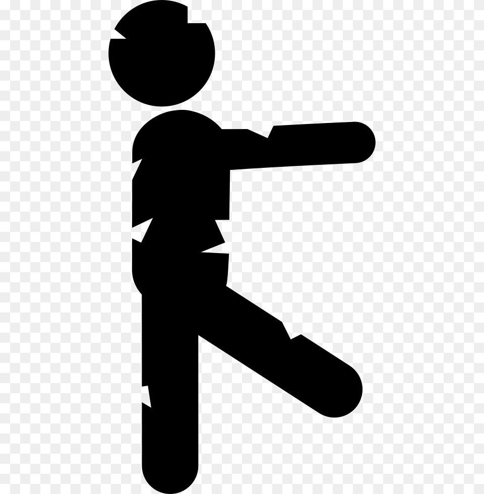 Walking Zombie Man Silhouette From Side View Icon, Stencil Free Transparent Png