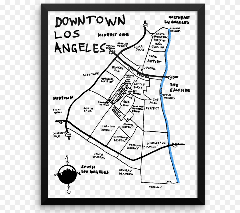 Wall Art Downtown Los Angeles California Downtown Los Angeles Skyline Map, Chart, Diagram, Plan, Plot Free Transparent Png