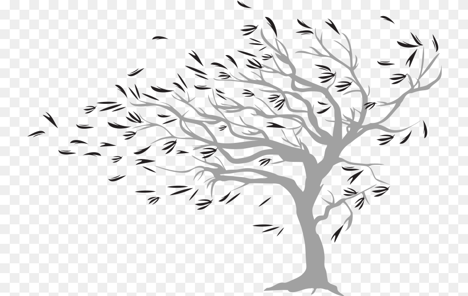 Wall Art Trees Blowing In The Wind Art, Drawing, Person Free Png