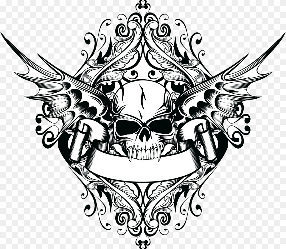 Wall Decal Sticker Skull Transparent Skull Tattoo, Emblem, Symbol, Art Png Image