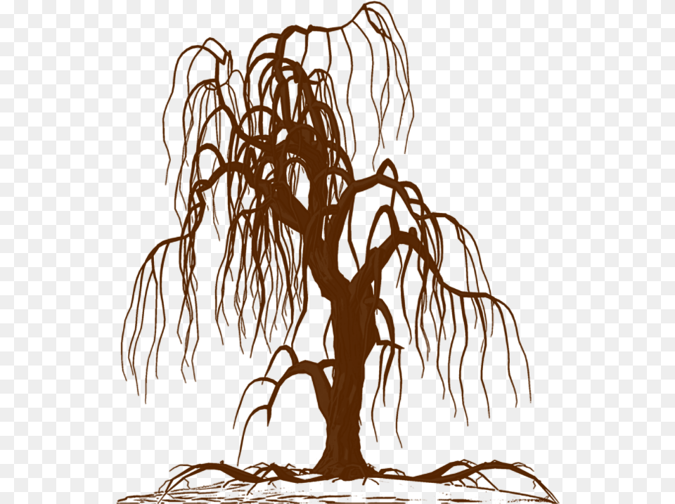 Wall Decal Weeping Willow Tree Drawing Weeping Willow Picture Silhouette, Plant, Person Free Png Download