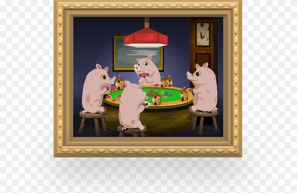 Wall Decor Pigs Playing Poker Painting Clipart, Baby, Person, Art Png