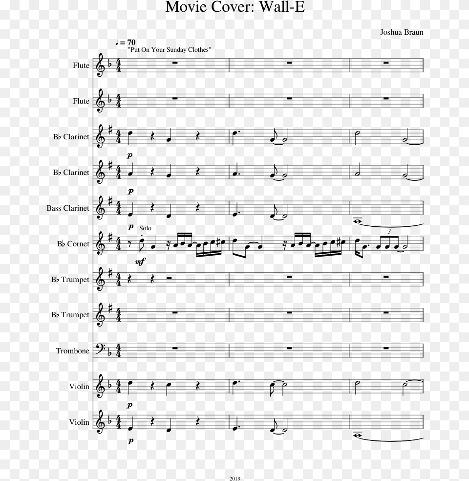 Wall E Sheet Music For Flute Clarinet Violin Trumpet We The Kings Check Yes Juliet Sheet Music, Gray Free Png Download
