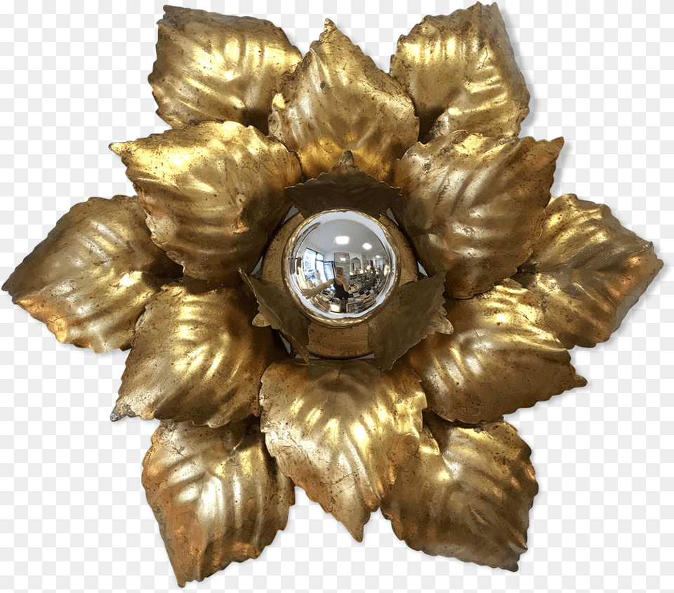 Wall Light Golden Metal Flower To Leafsrc Https Artificial Flower, Accessories, Brooch, Jewelry, Bronze Free Png Download