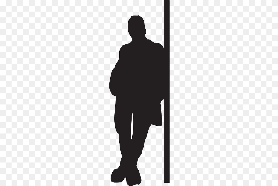 Wall Man Silhouette Male Leaning Standing Man Leaning On Wall Silhouette, Adult, Person, Fashion Free Png