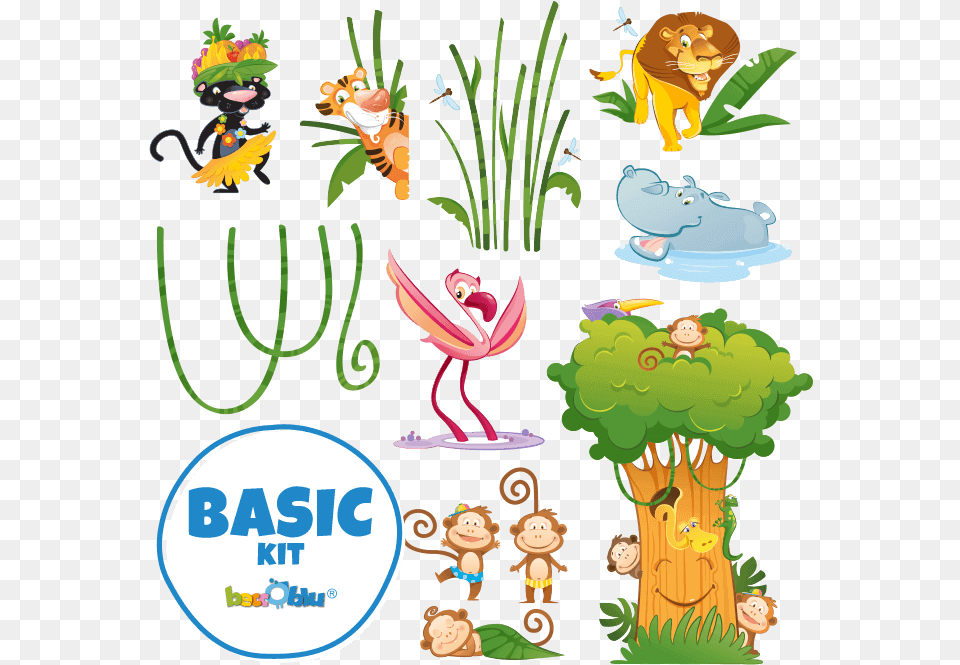 Wall Stickers For Kids Basik Kitthe Great Jungle Tree Kids, Baby, Person, Face, Head Free Png Download