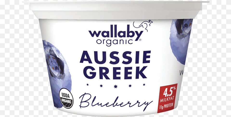Wallaby Blueberry Organic Whole Milk Greek Yogurt Wallaby Yogurt, Dessert, Food, Cream, Ice Cream Png Image