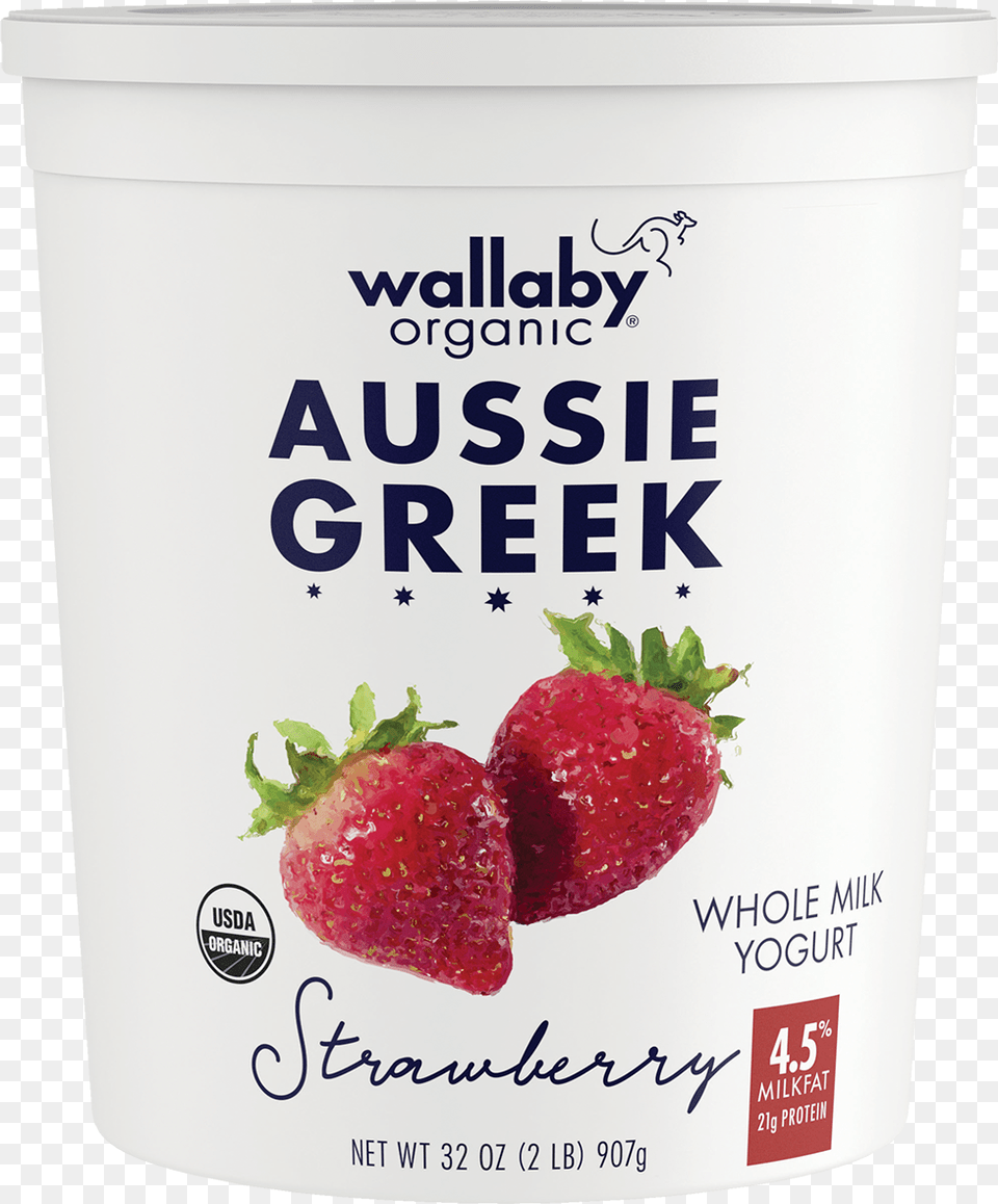 Wallaby Strawberry Organic Whole Milk Greek Yogurt Wallaby Organic Greek Yogurt Vanilla Bean, Berry, Produce, Plant, Fruit Png Image