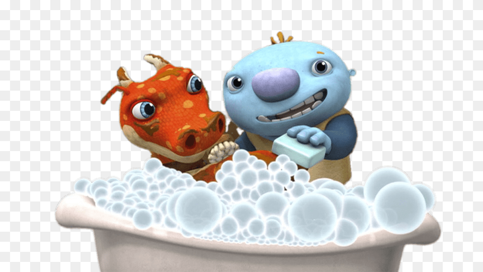 Wally Giving Borglelorp A Bath, Toy, Animal, Dinosaur, Reptile Free Png