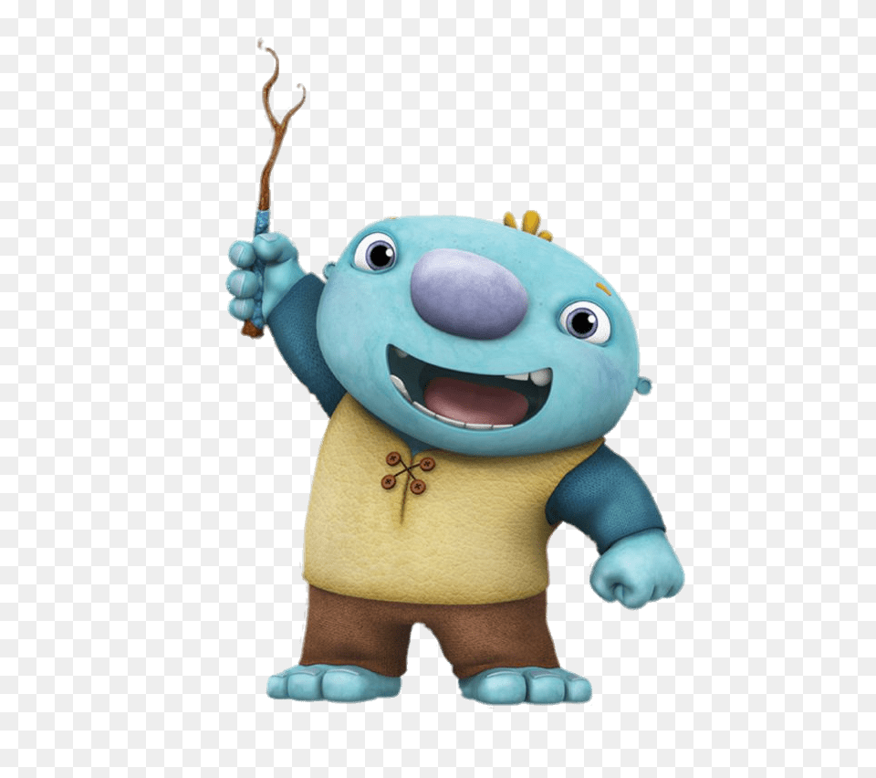 Wally Trollman Holding Up Stick, Plush, Toy, Cartoon Png Image