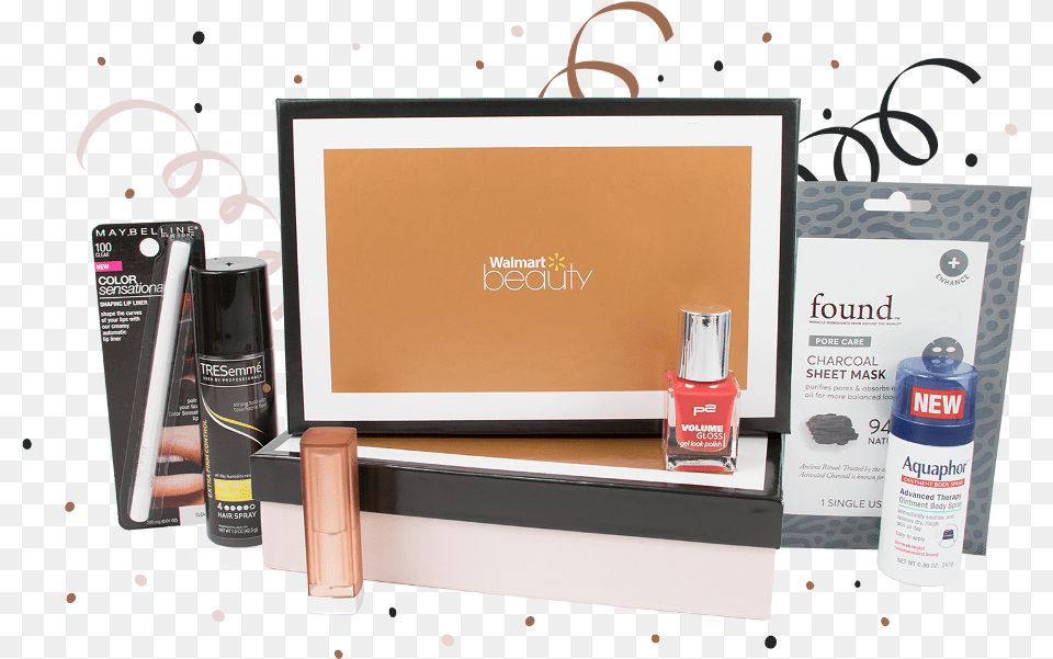 Walmart Beauty Box Winter 2018, Advertisement, Bottle, Cabinet, Cosmetics Png Image