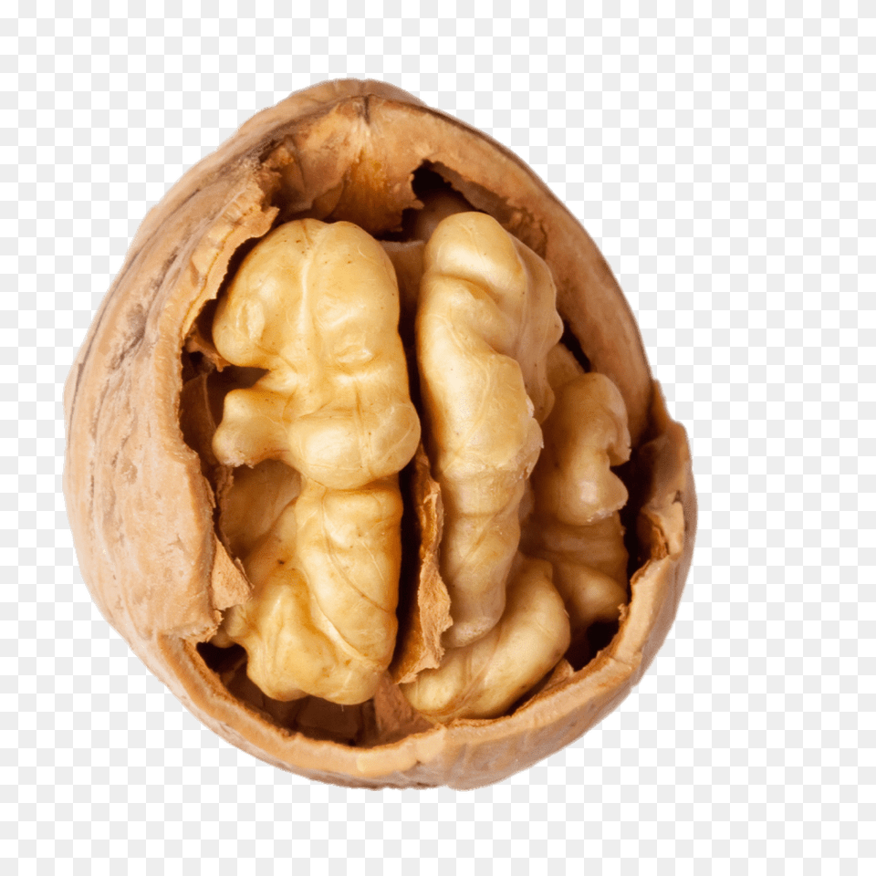 Walnut With Visible Kernel, Food, Nut, Plant, Produce Free Png Download