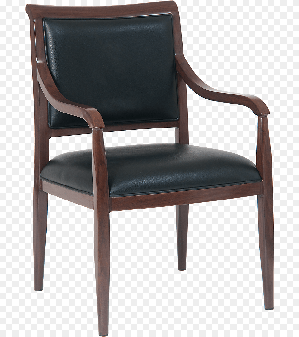 Walnut Wood Grain Black Vinyl Aluminum Armchair Chair, Furniture Png Image