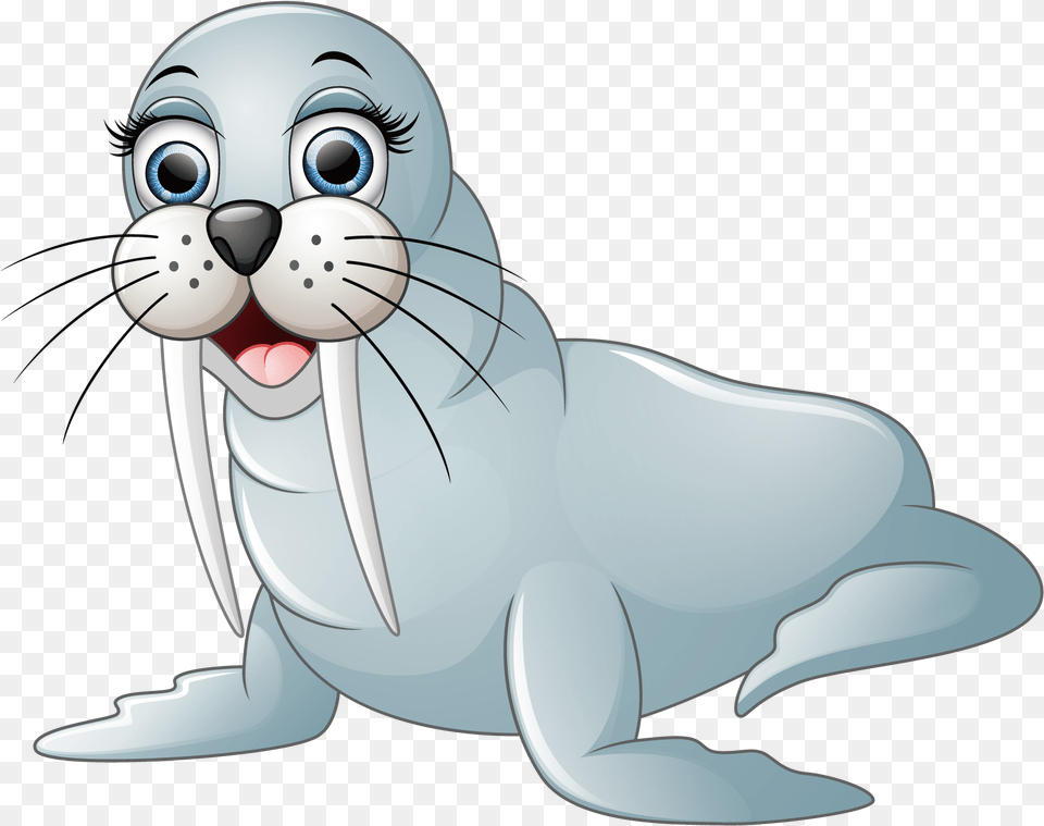 Walrus Cartoon Illustration Walrus Cartoon, Animal, Sea Life, Mammal, Fish Free Transparent Png