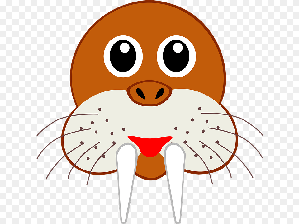 Walrus Head Face Wild Animal Mammal Sea Water Mascara De Una Morsa, Cutlery, Fork, Sea Life, Snowman Png Image