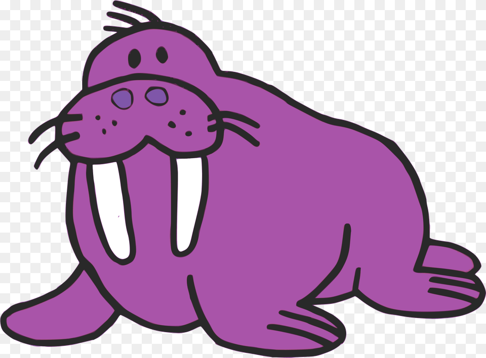 Walrus Sea Lion Drawing Clip Art Purple Walrus Animal, Sea Life, Mammal, Fish Free Transparent Png