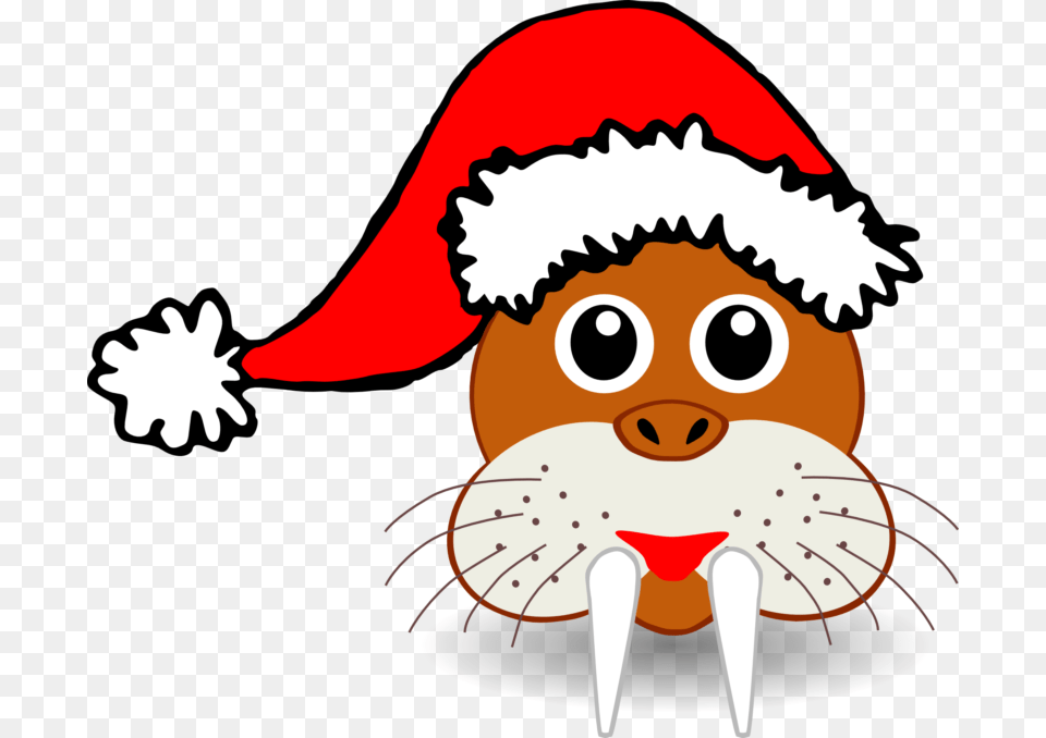 Walrus Seal Fangs Animal Christmas Santa Claus Christmas Animal Clipart, Baby, Person, Beak, Bird Png