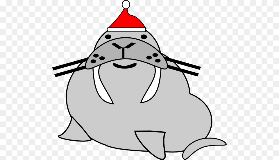 Walrus With Santa Hat, Animal, Fish, Sea Life, Shark Free Png