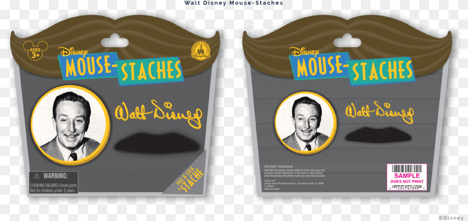 Walt Disney Without Mustache Walt Disney, Advertisement, Poster, Adult, Male Free Transparent Png