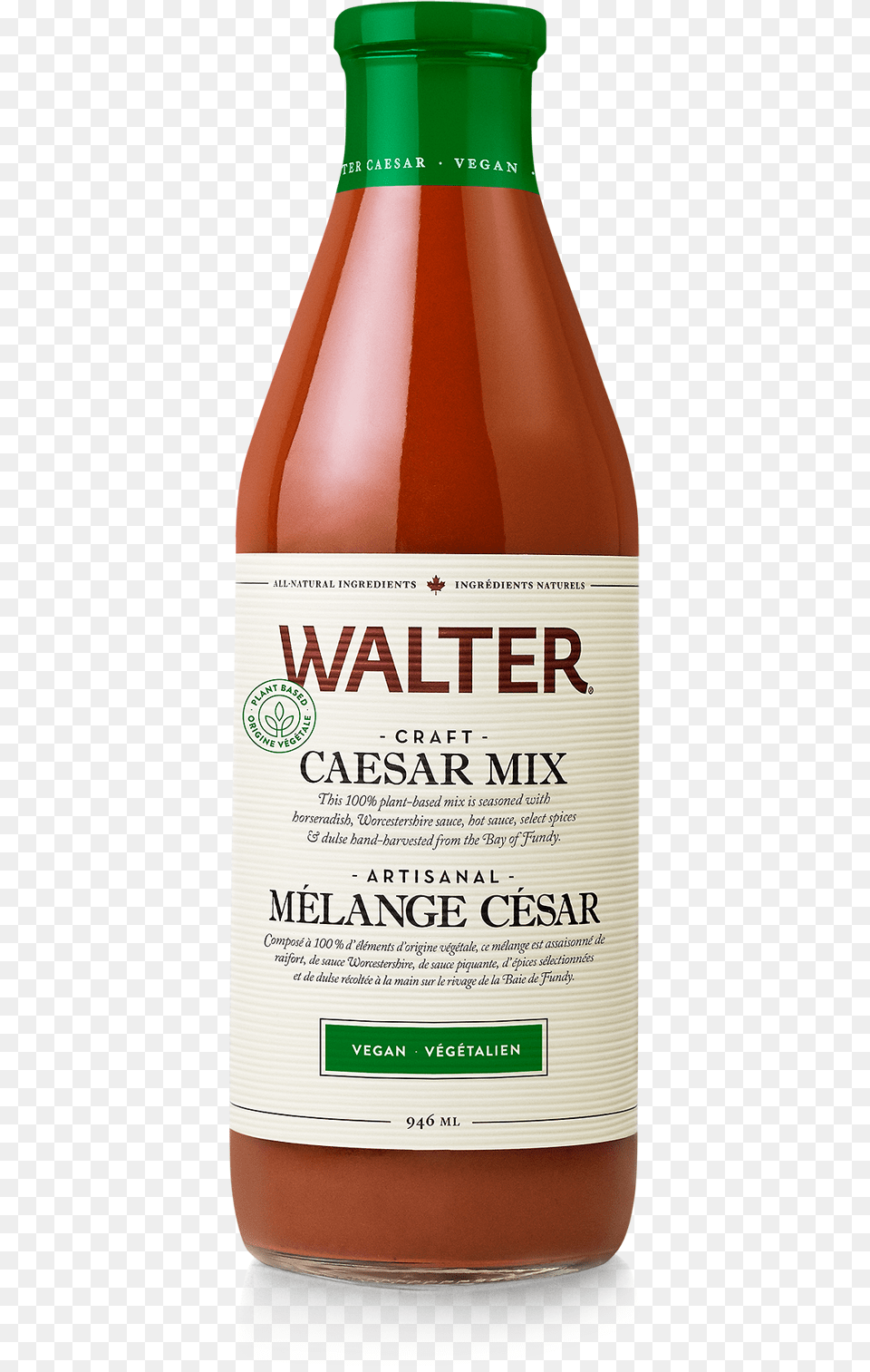 Walter Caesar Mix Vegan 946ml Walter All Natural Bottle, Food, Ketchup, Beverage, Juice Free Png