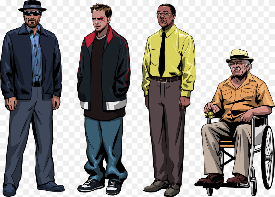 Walter White Jesse Pinkman Gus Fring And Hector Wheelchair, Accessories, Pants, Tie, Formal Wear Free Png