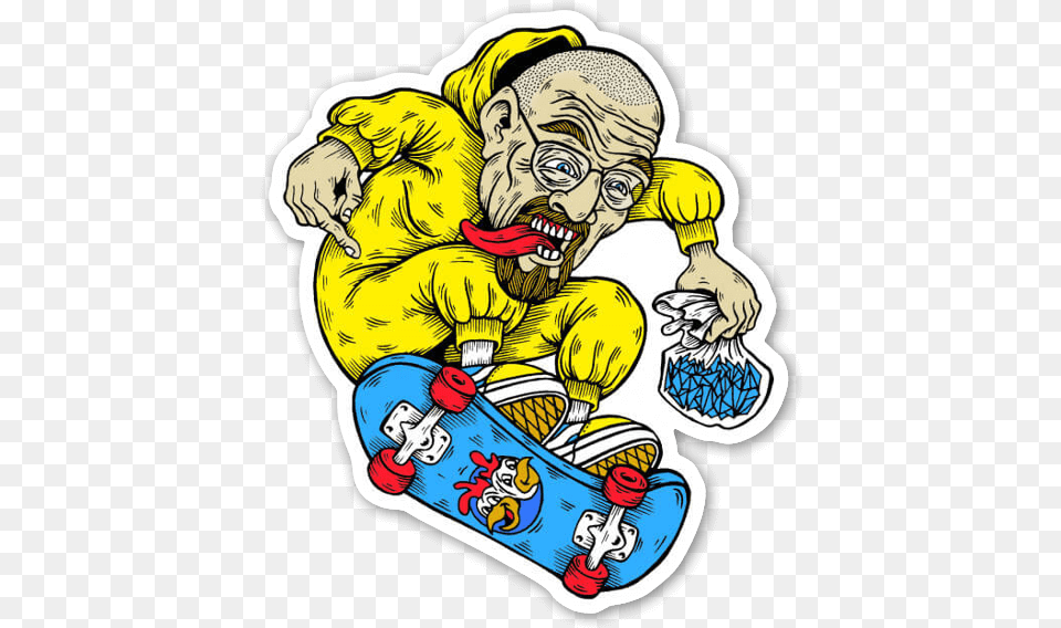 Walter White Skate Stickers Skate, Sticker, Baby, Person, Skateboard Png Image