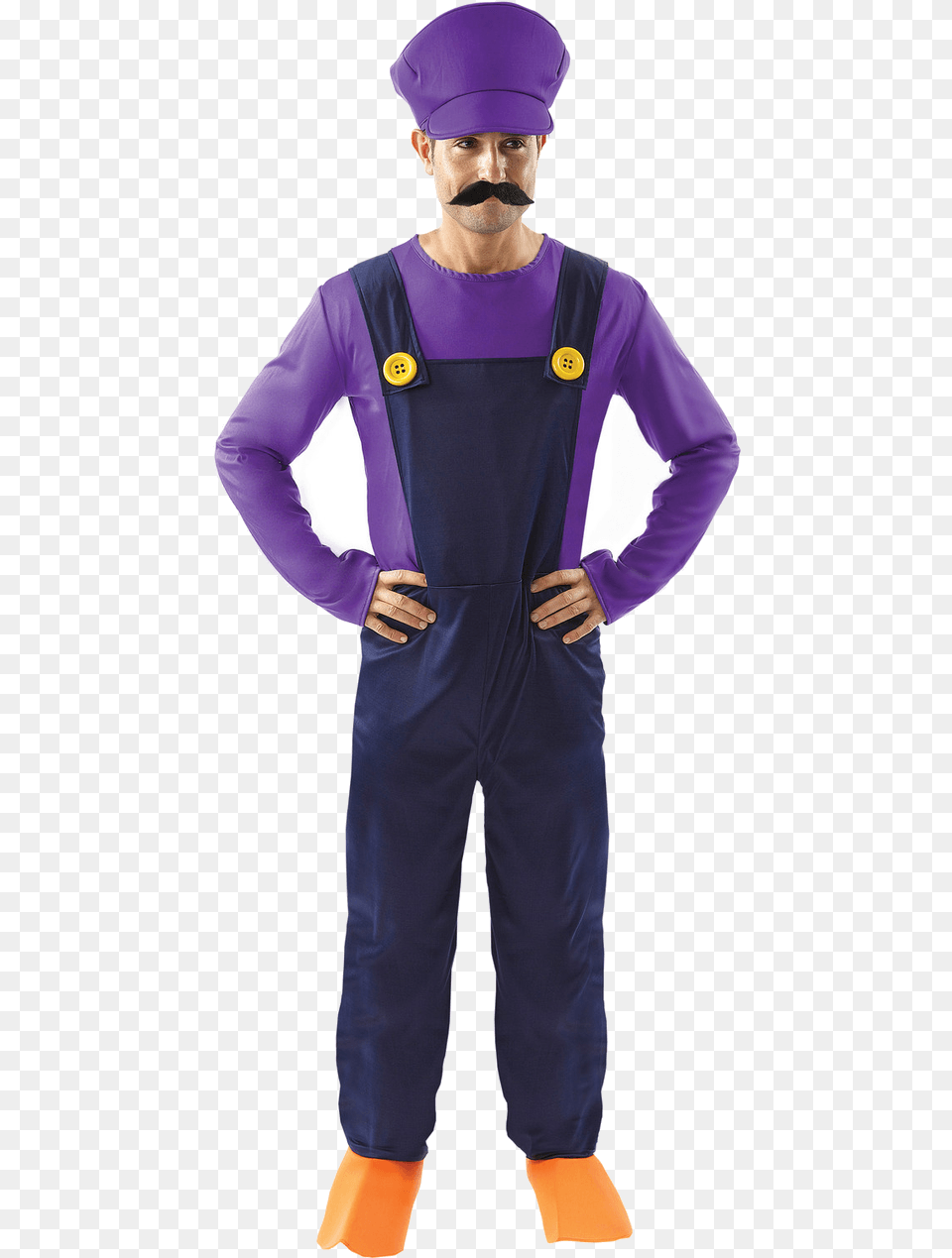 Waluigi Costume, Adult, Clothing, Person, Man Png Image