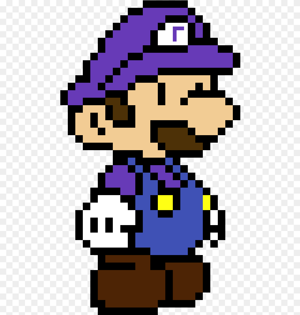 Waluigi For Smash Paper Mario Pixel Art Free Transparent Png