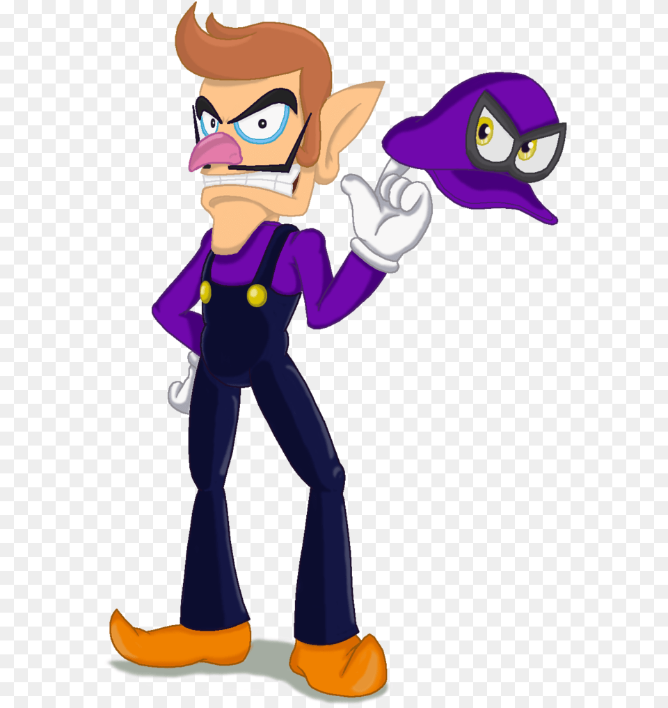 Waluigi Super Mario Odyssey, Cartoon, Person, Book, Comics Png Image