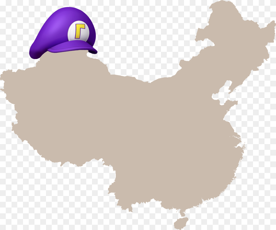 Waluigis Hat On China Communist Party Of China Map, Clothing, Cap, Chart, Plot Png Image