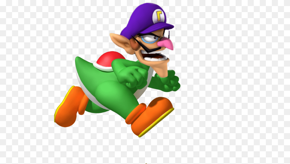 Waluigis Head On Things Green Turtle On Mario, Baby, Person, Game, Super Mario Png