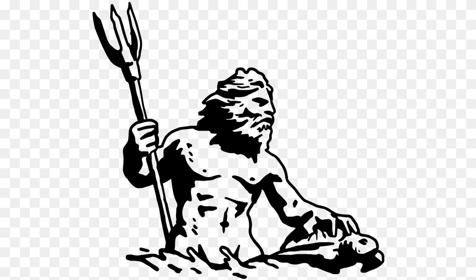 Wandtattoo Poseidon Gott Meer Griechische Gtter Wand Poseidon Clipart Black And White, Gray Free Transparent Png