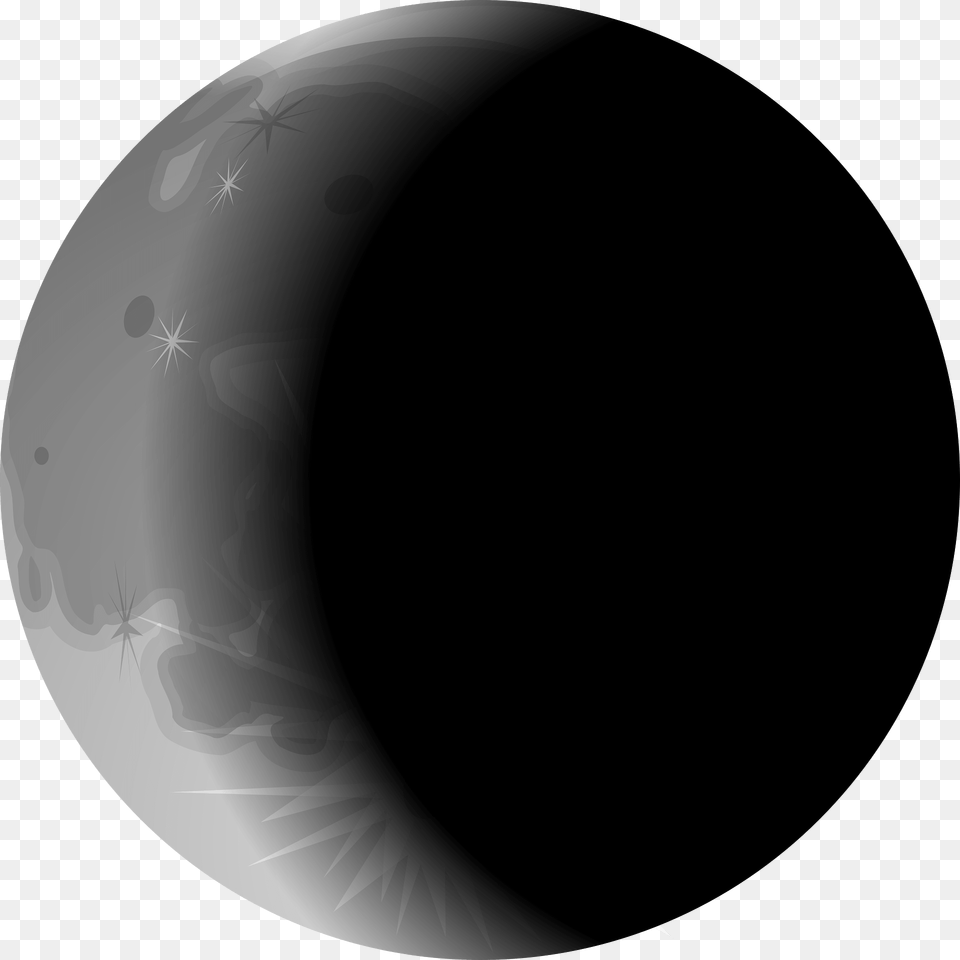 Waning Crescent Moon Grayscale Clipart, Astronomy, Nature, Night, Outdoors Free Png Download