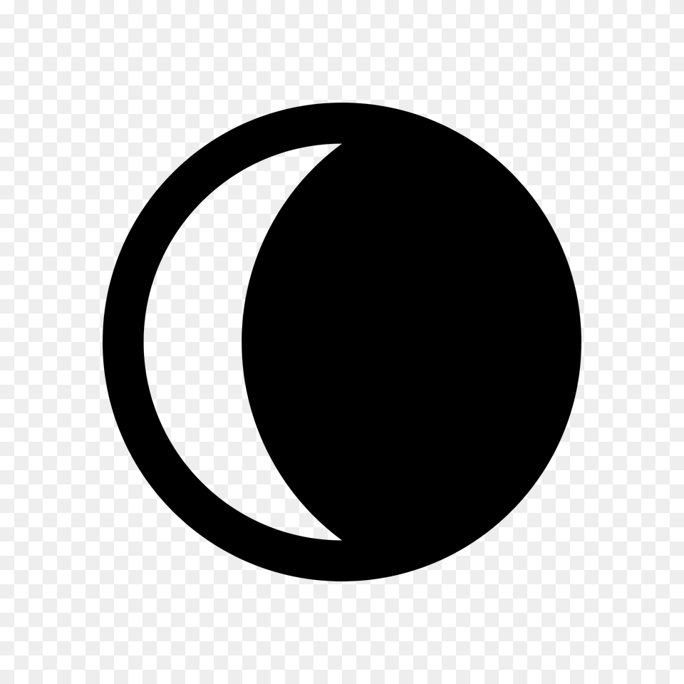 Waning Crescent Moon Symbol, Gray Png