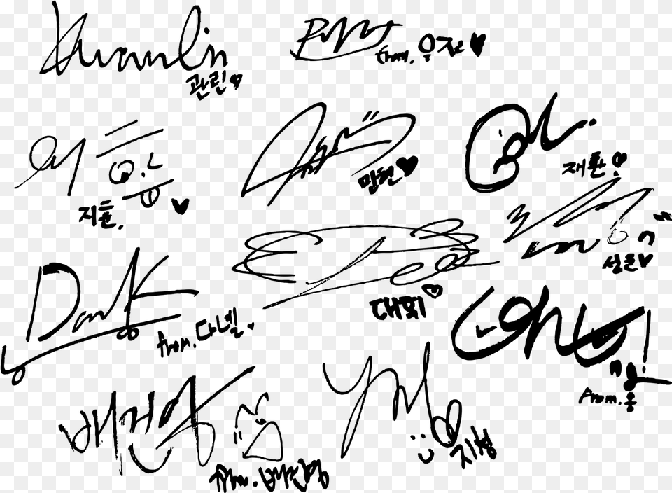 Wanna One Members Signature, Gray Png Image