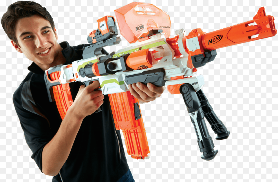Want A Dart Holder Buy A Barrel Break Nerf Modulus Fully Loaded, Toy, Adult, Male, Man Png Image
