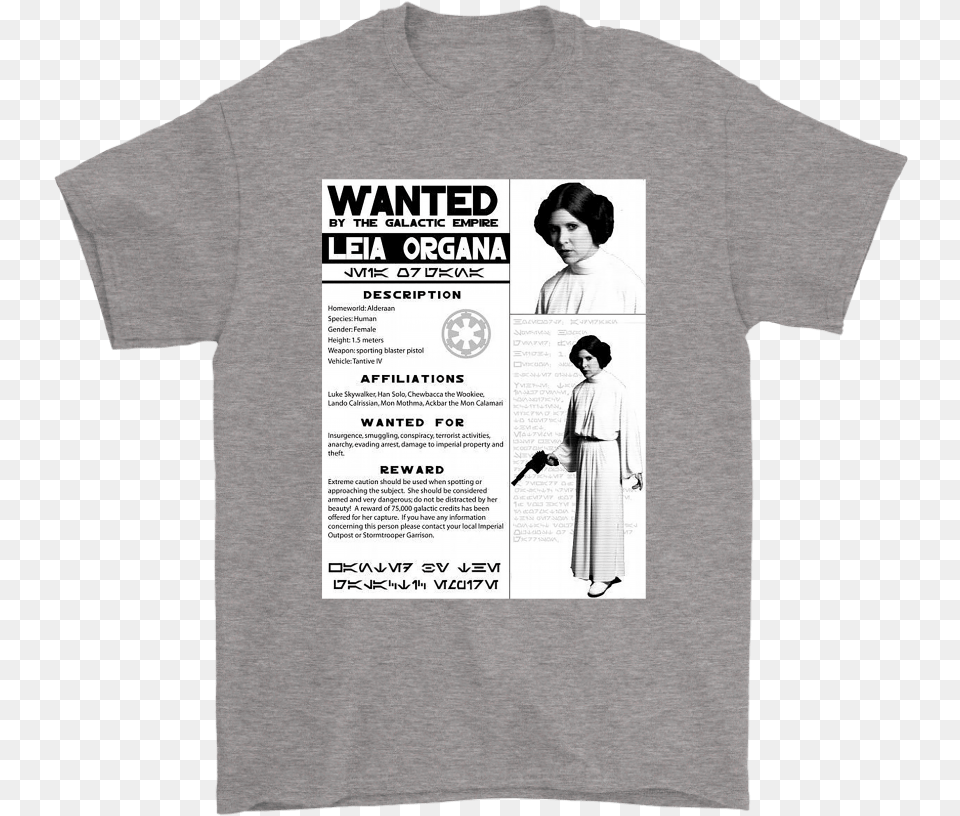 Wanted By The Galactic Empire Leia Organa Star Wars Shirts Dennis Rodman Hair Shirt, Clothing, T-shirt, Adult, Female Free Transparent Png