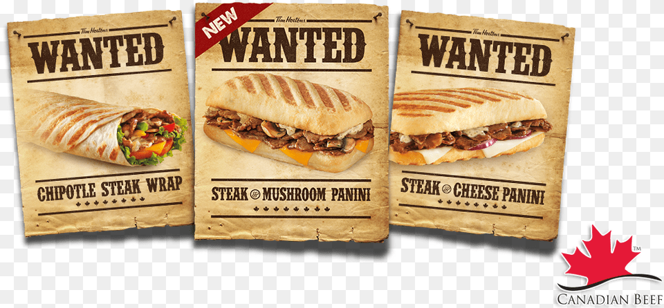 Wanted Posters Steak And Cheese Tim Hortons, Food, Sandwich, Advertisement, Lunch Free Png