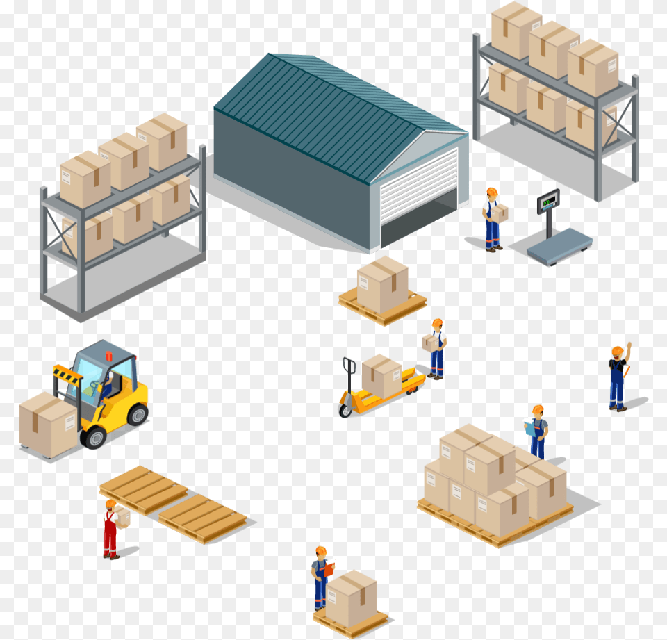 Warehouse Warehouse Process Icon, Box, Person, Architecture, Building Png Image