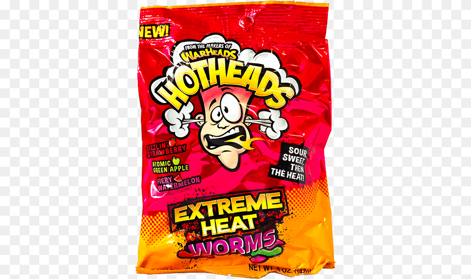 Warheads Hotheads Extreme Heat Worms 5oz 142g Bag Front Snack, Food, Sweets, Ketchup, Candy Free Png Download