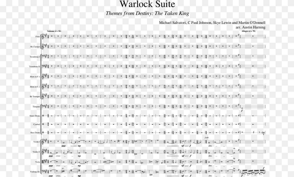 Warlock Suite Sheet Music For Flute Clarinet Violin Document, Gray Free Png Download