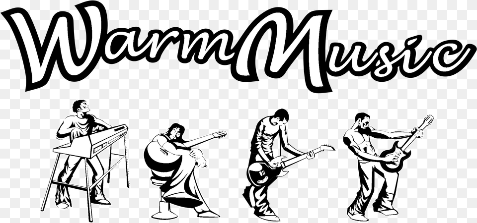 Warm Music Logo Black And White Music, Adult, Stencil, Person, Man Free Png Download