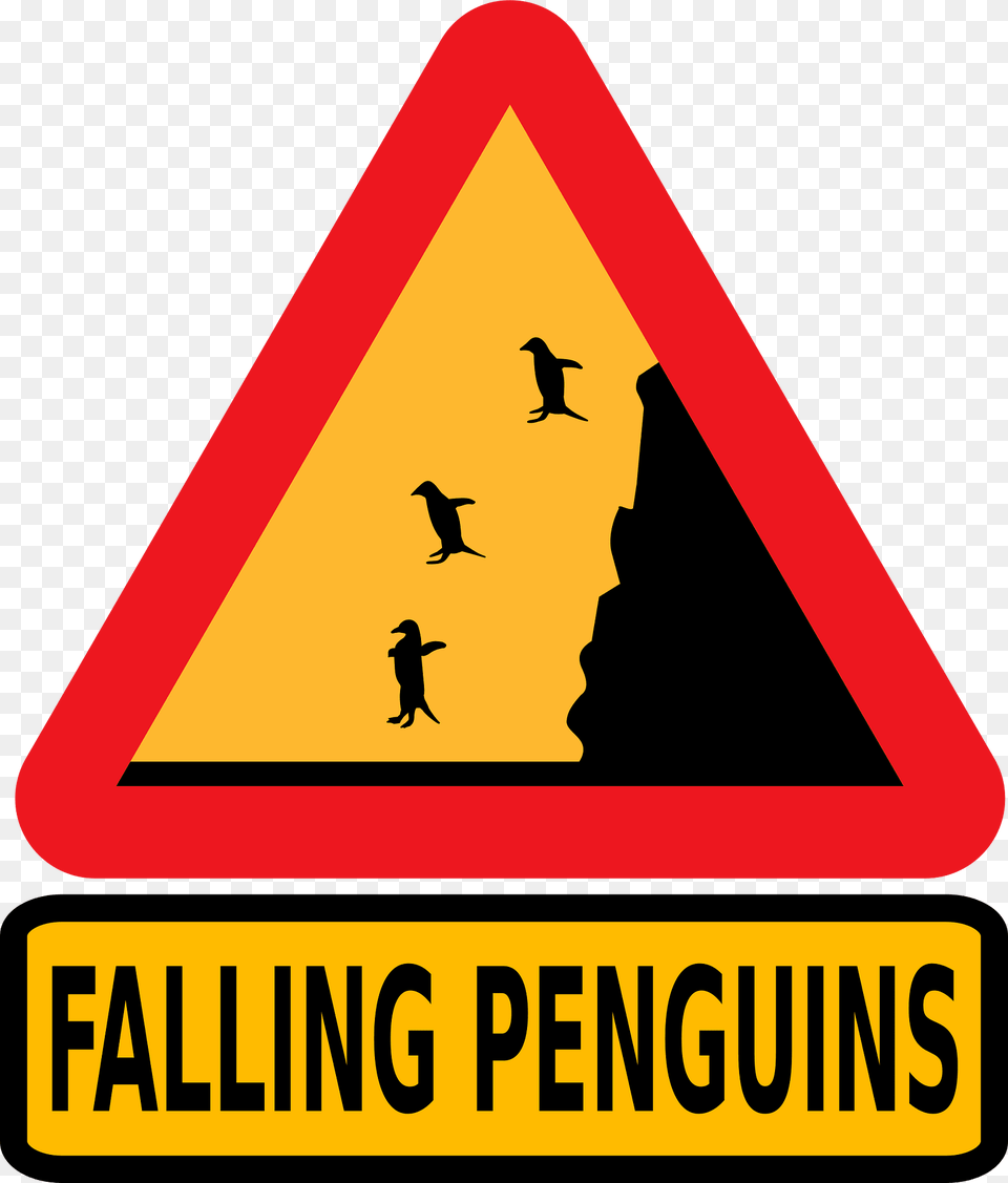 Warning Falling Penguins Clipart, Sign, Symbol, Animal, Bird Free Transparent Png