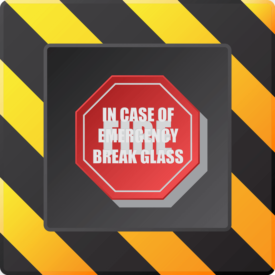 Warning In Case Of Fire Button Clipart, Sign, Symbol, Sticker, Road Sign Free Png Download